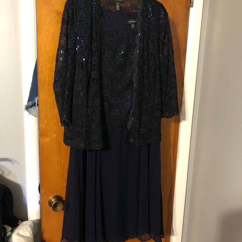 Navy blue sequins evening dress